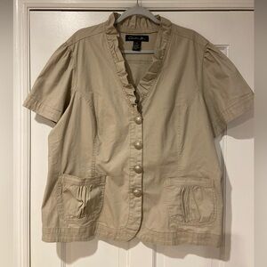 Christiana Zinn Short Sleeve Ruffle Front Utility Jacket – Size 3X
